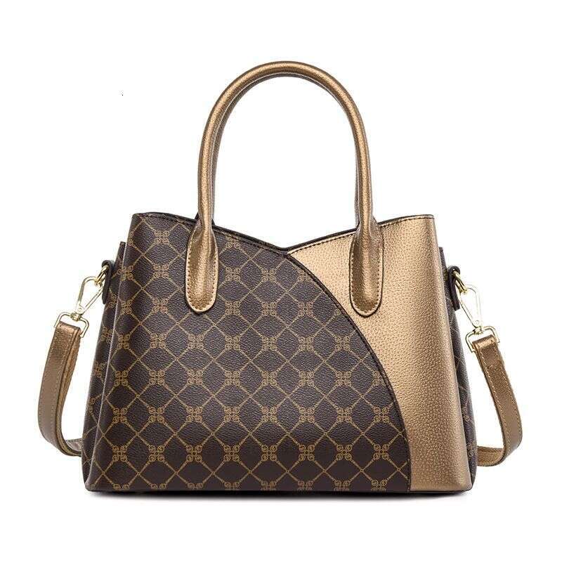 For Women Handbag Fashion Color Contrast Printed Lady Temperament Mom Commuter Bag