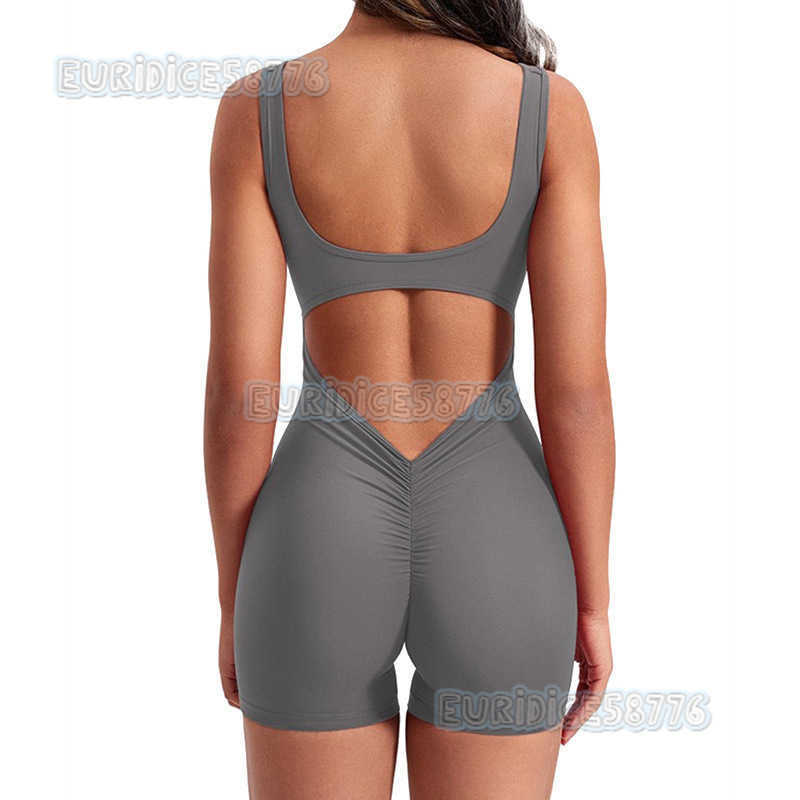 Tight-fitting One-piece Yoga Suit for Women Hip-lifting Sports Fitness Beautiful Back Short-style Dance Running One-piece H250819
