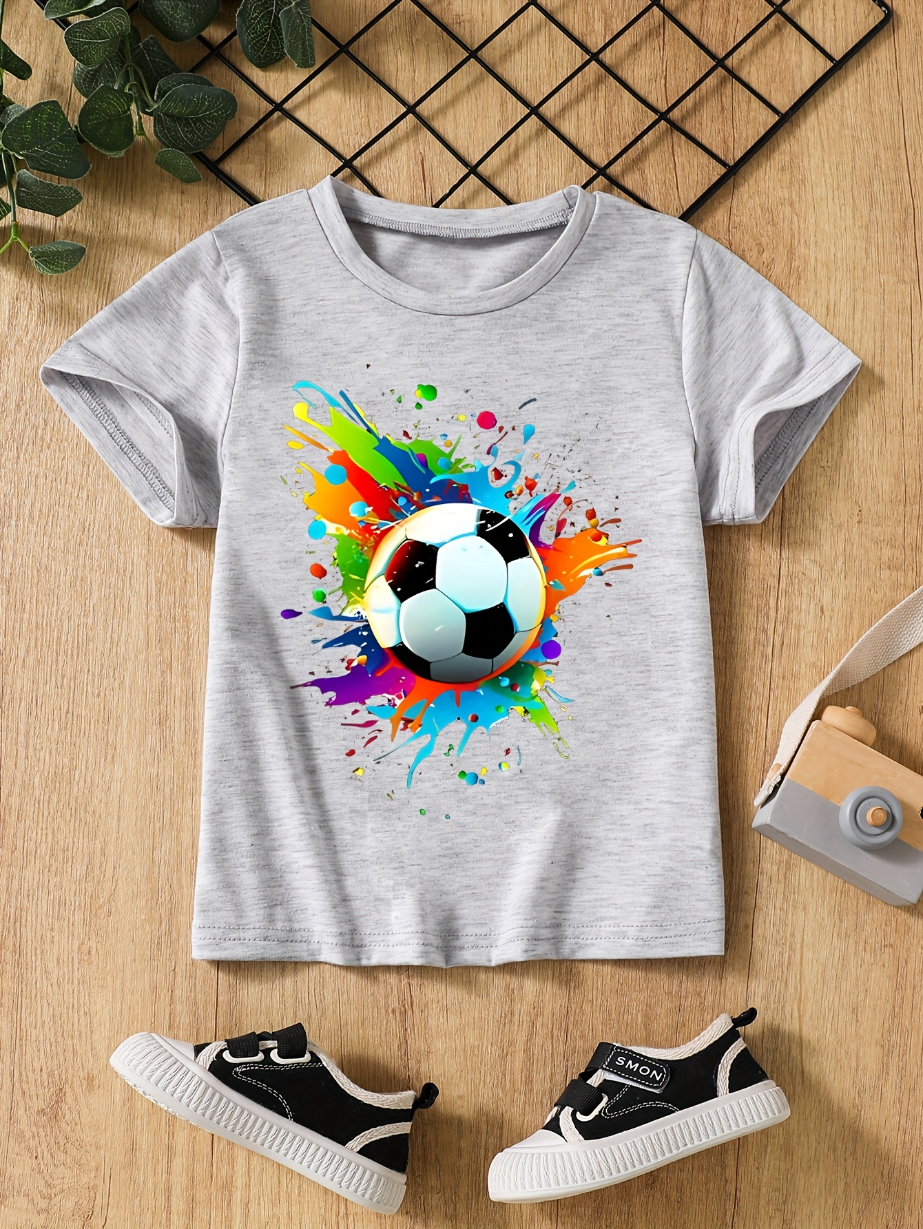 T-shirts Boys' Football Pattern Short-Sleeve Tee Set - Breathable Quick-Drying