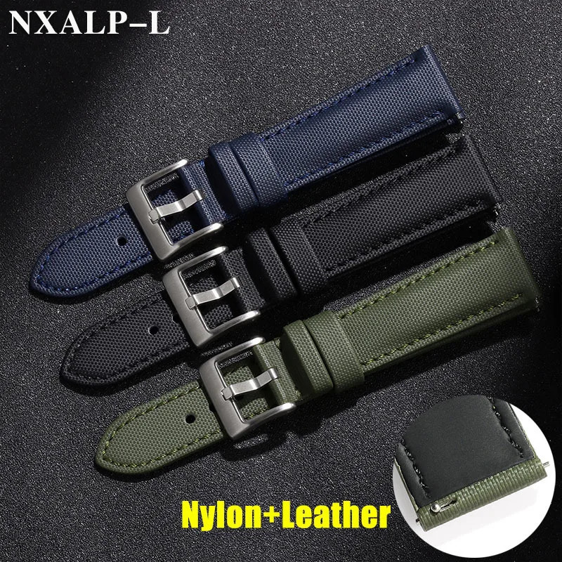 Quality Sailcloth Leather Watch Strap 20mm 22mm for Belt Waterproof Fabric Watchband Qucik Release Wristband Accessories 250818