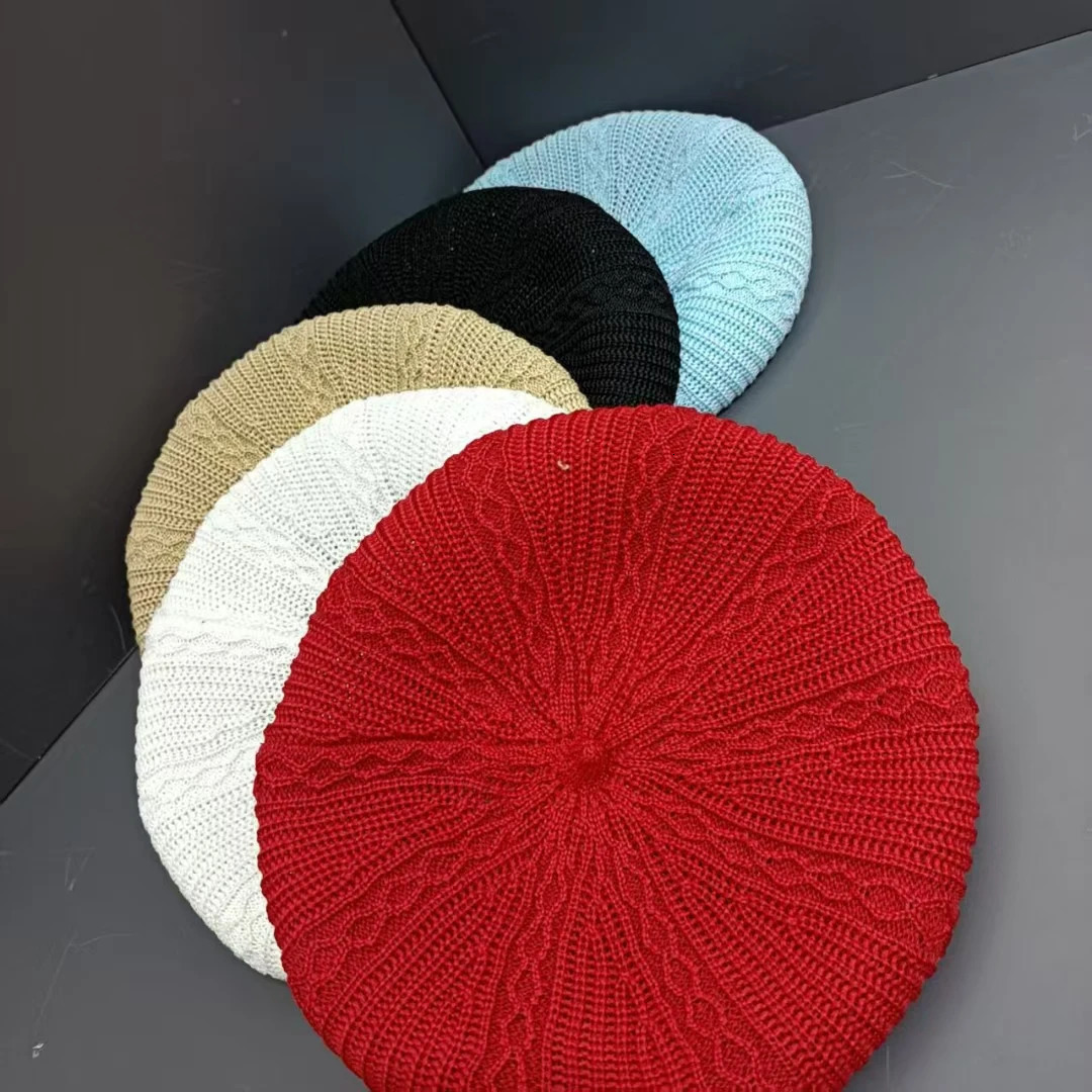Winter Berets Caps for Women Vortex Solid Wool Woven Thickened Warm Painter Hat Vintage Knitted Hat for Girls Winter Hat Bonnet 250819