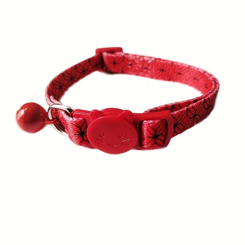 New Pet Supplies Kitten Polyester Printed Colorful Bell Collar Adjustable Cat O Collar