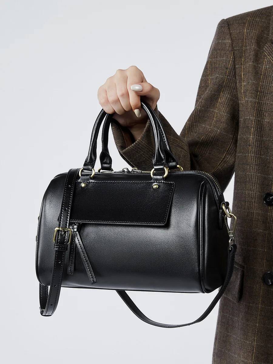 100% Genuine Leather Boston Korean Style Handbag Ladies Fashion Shoulder Cowhide Crossbody Bag For Women