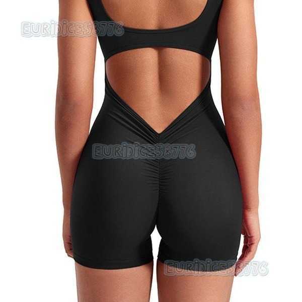 Tight-fitting One-piece Yoga Suit for Women Hip-lifting Sports Fitness Beautiful Back Short-style Dance Running One-piece H250819