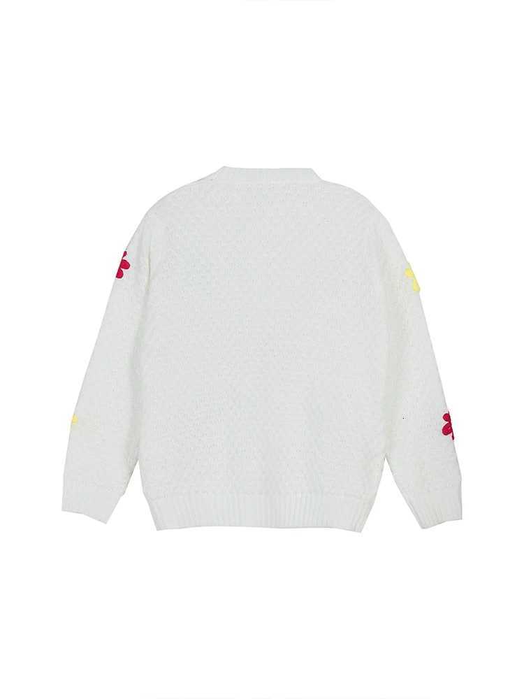 2025 Autumn and Winter New Womens Long Sleeve Flower Prickle White Sweater Comfortable Autumn and Winter Best Choice XJ250819