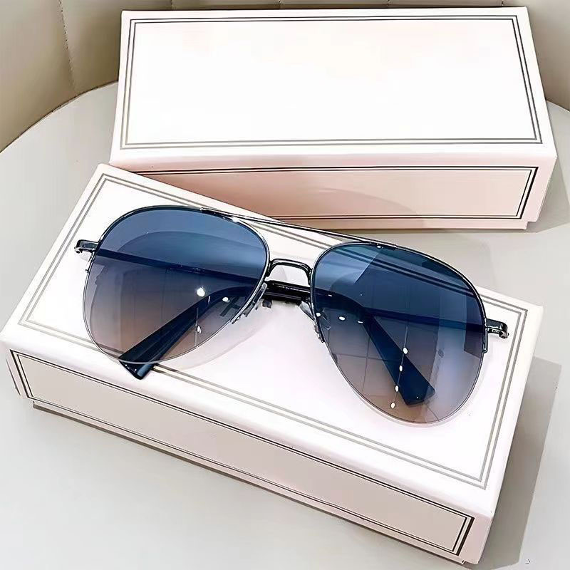 Pilot Sunglasses Men And Women Drive UV400 Protection Personalized Half-frame Glasses