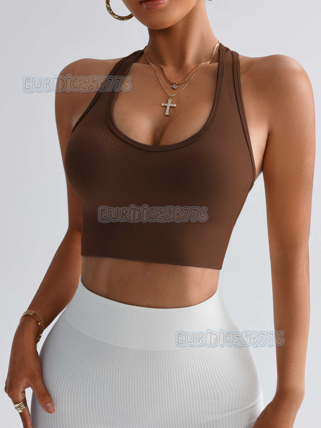 Sports Racerback Tank Top for Women Chest Pads Quick-dry Running Fitness Top Sleeveless Yoga Wear Breathable Vest for Outerwear H250819