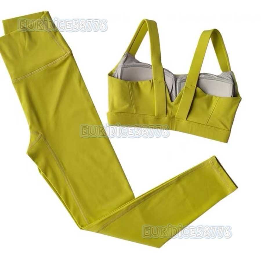 Yoga Outfit Set for Women Beautiful Back Sports Bra High Waist Barely-there Yoga Pants High Elasticity Fitness Running Set H250819