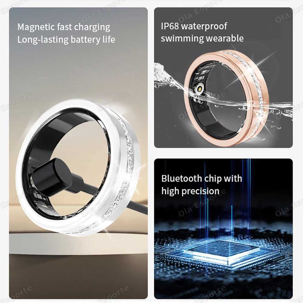 Diamond Fashion Women Smart Ring With Box IP68 Waterproof Lady Ring Heart Rate Health Monitor Sports Pedometer Fitness Rings New W250819