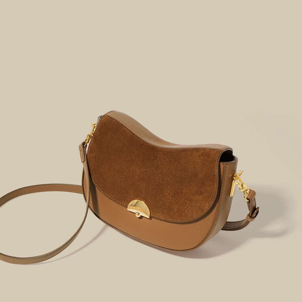 Fashion Saddle Autumn Winter New Niche Matte Cowhide Patchwork Shoulder High Quality Texture Crossbody Small Bag