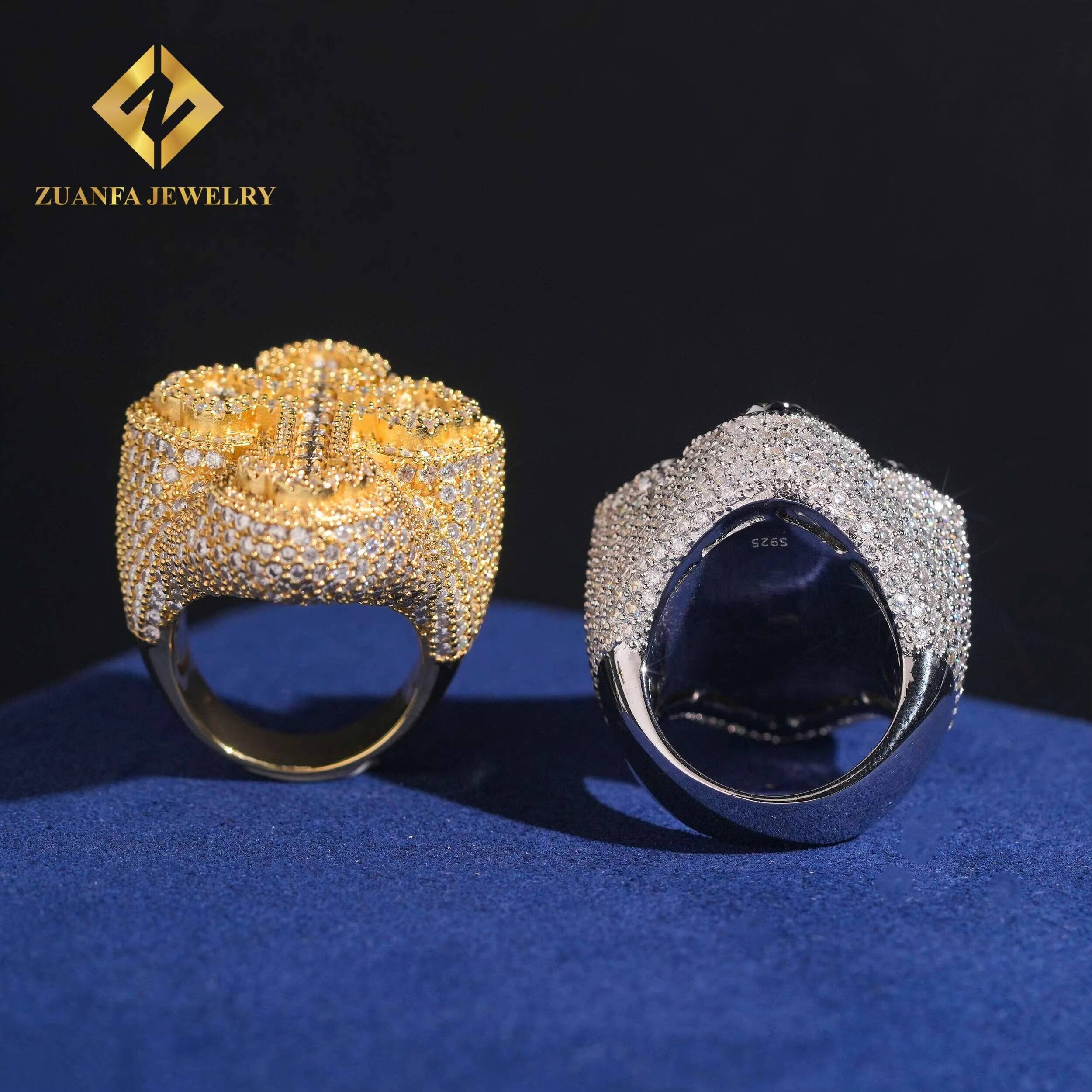 New Arrival Iced Out VVS1 Moissanite Diamond Cross Ring Fashion Hip Hop Style Men Pass Diamond Tester Custom 925 Silver GRA