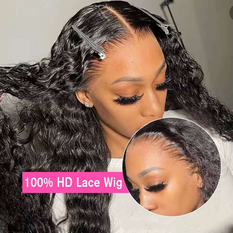 300% Water 13X6 HD Frontal Wig 100% Deep Wave Front Human Curly 250% Full Hair Lace Wigs