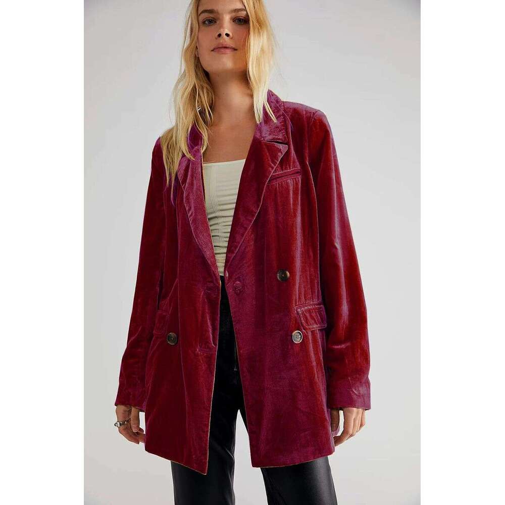 2025S 2025 New Gold Veet With Split Suit Jacket Ins Women's Top