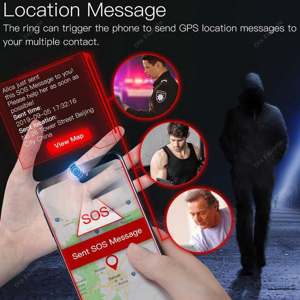 New NFC Smart Ring Virtual Call 6 RFID Cards 128GB Wireless Disk Share Files SOS GPS Answer Call Smart Ring 2024 For IOS Android W250819