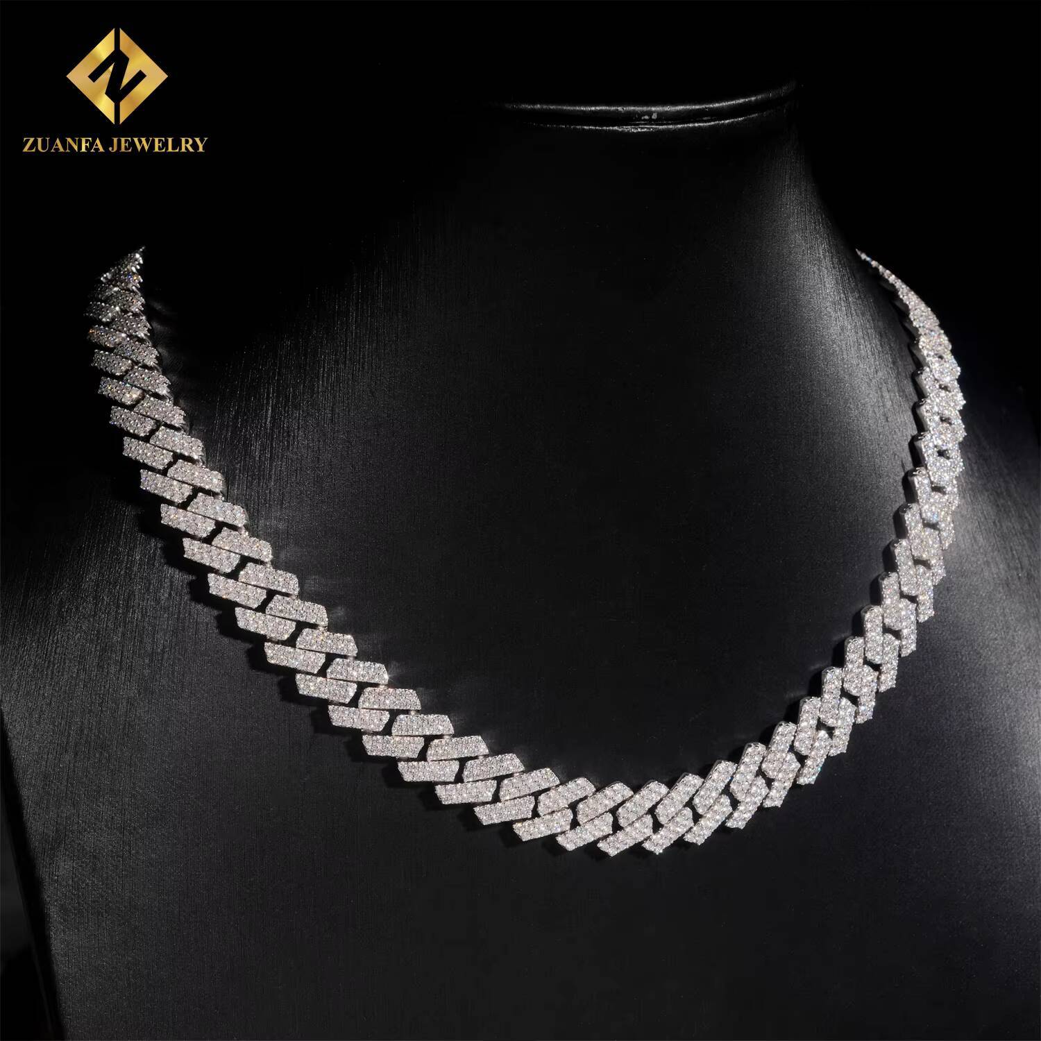 Custom Iced Out 13mm Hip Hop Men Jewelry Necklace Diamond Cuban Link Chain 925 Sterling Silver Moissanite Necklace Bracelet