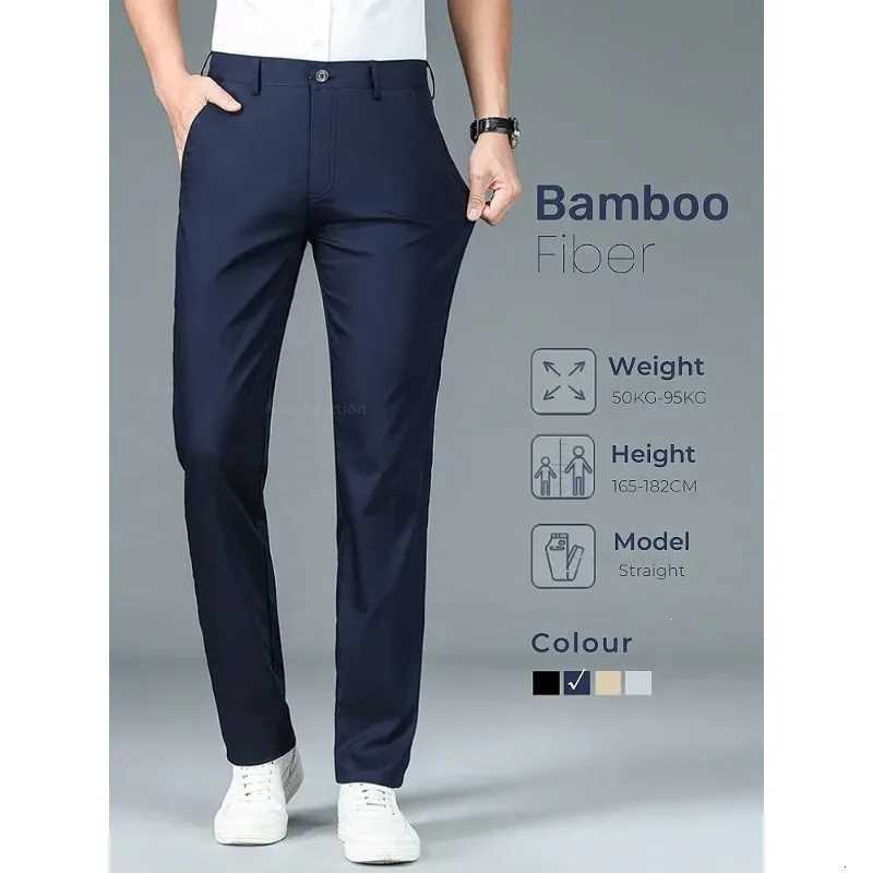 Summer New Mens Bamboo Fiber Slim Business Casual Pants Fashion Classic Breathable Designer Formal Long Trousers Mens Clothing W250819