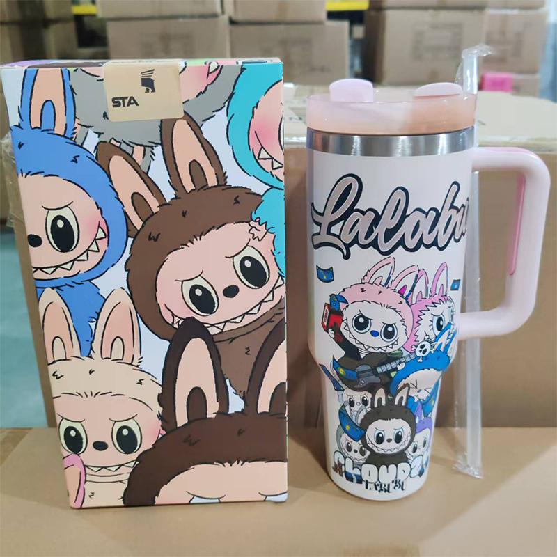 Labubu Thermos Cup Water Bottles Thermal Mug Zimomo Tnsulated Drinkware Tumblers Hip Flasks Vacuum Auto Mug Long-lasting Insulation Straw Designer Fas