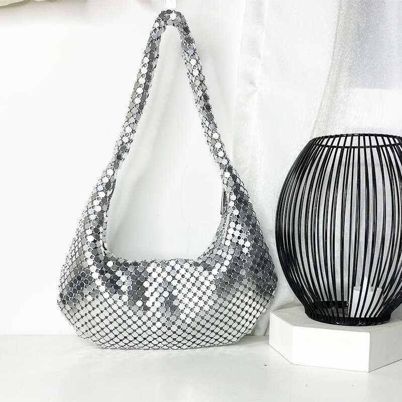 Designer Bag Tote Bag Shoulder Bag Mesh Underarm High Grade Metallic Silver Aluminum Sheet Handheld Shoulder Women Evening Bag