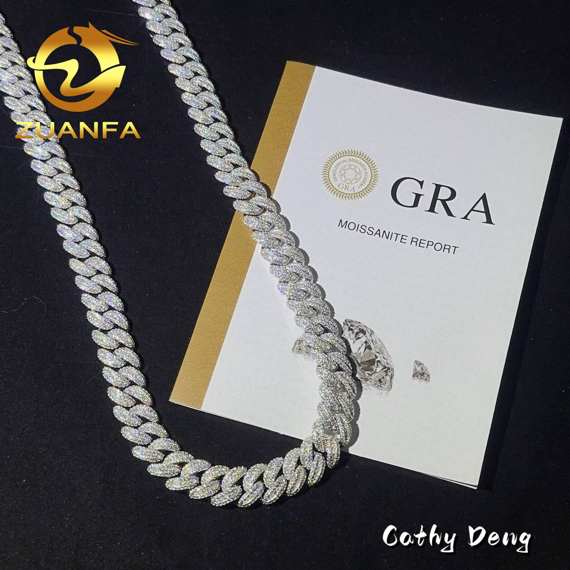 High Quality Classic Moissanite Hip Hop Jewelry 13mm 925 Solid Silver Miami Cuban Link Chain Iced Out Custom Pendant Necklace