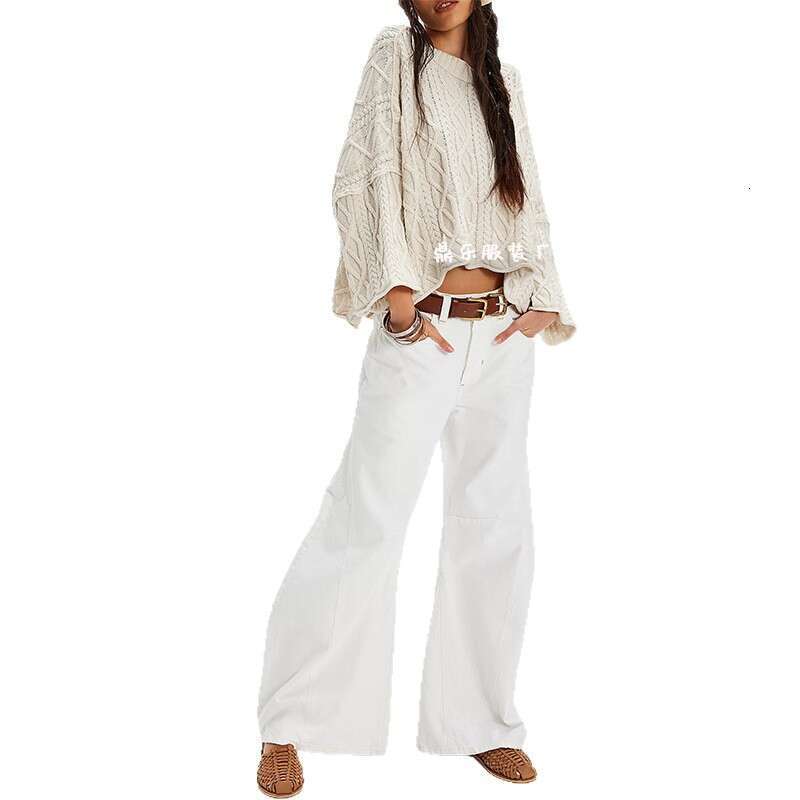 Autumn Winter New Women's Fashion Tiktok Round Neck Short Loose Knitted Sweater B3