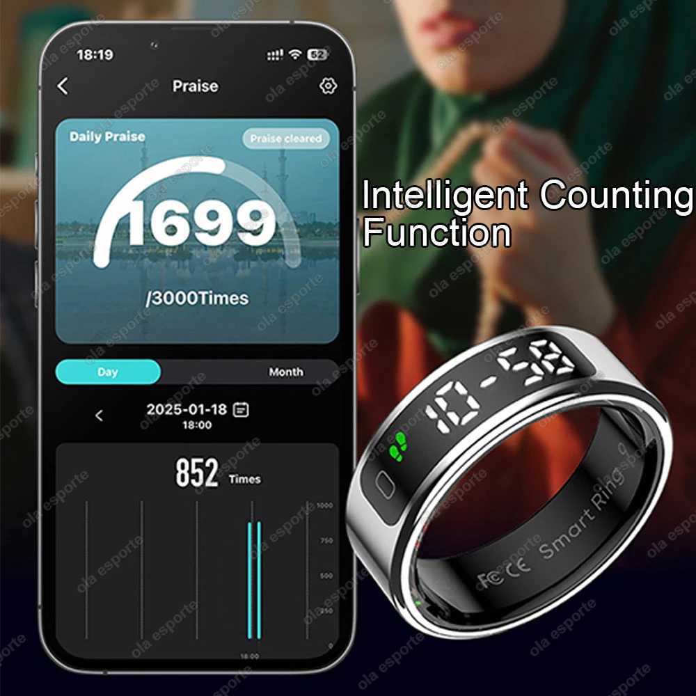 New Smart Ring R11 LED Display Screen Gesture Sweep Video Heart Rate Sleep Monitor 5ATM Waterproof Wireless Charging Rings 2025 W250819