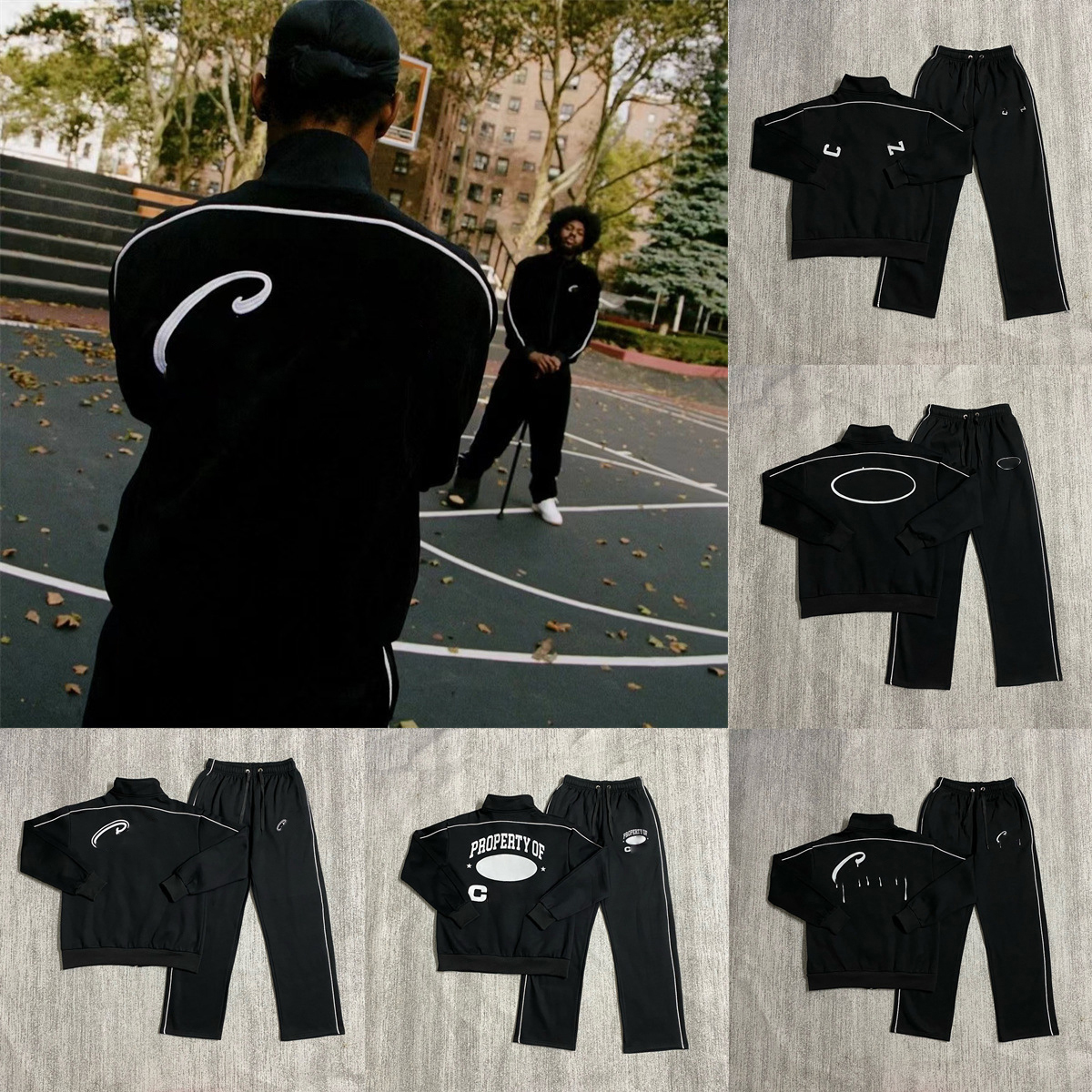 Designer Men's Tracksuits Embroidery Reflective Print Vintage Hip Hop Tracksuit Fleece Zip Jacket Loose Casual Sweatpants Two Piece Set Men