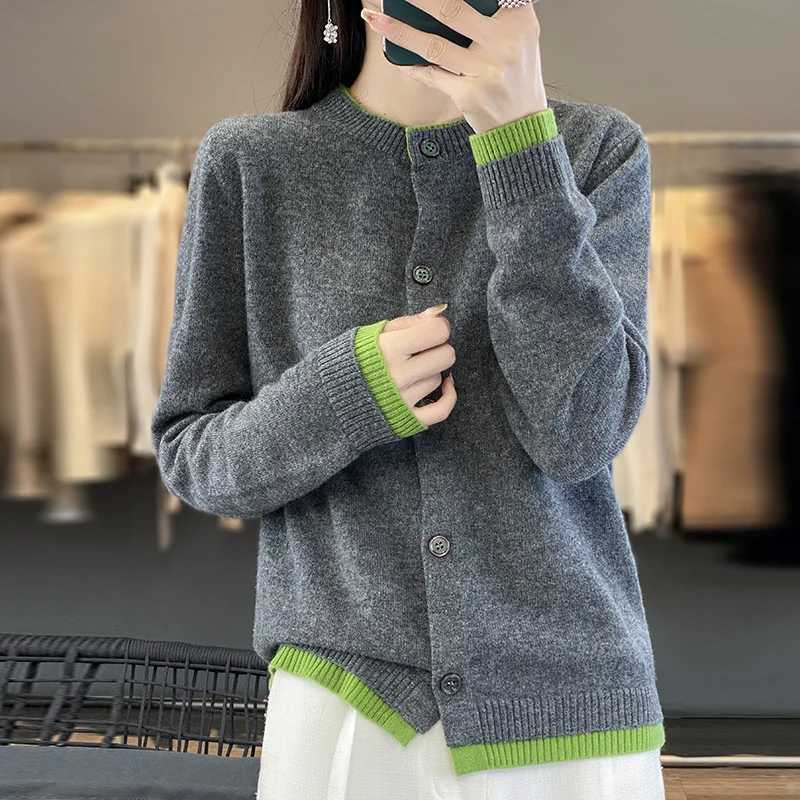 2024 Autumn/Winter Cashmere Cardigan Sweater Knitted Cardigan Long Sweater Cashmere Cardigan Spliced Sweater Cardigan XJ250819