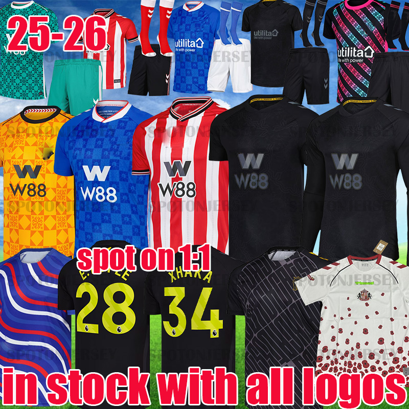 sunderland football shirts 2025 2026 Black Cats Blackout kits Retro Soccer Jerseys safc home away third PRITCHARD safc football shirts long sleeve third stripe tops