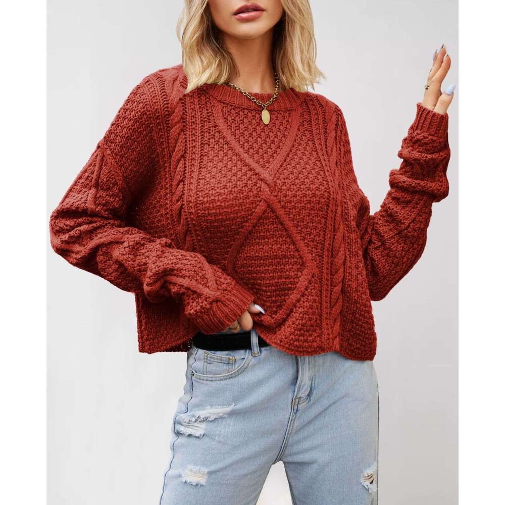 New Women's Twisted Autumn Winter Loose Thick Knit Pullover Sweater Plus Size B5