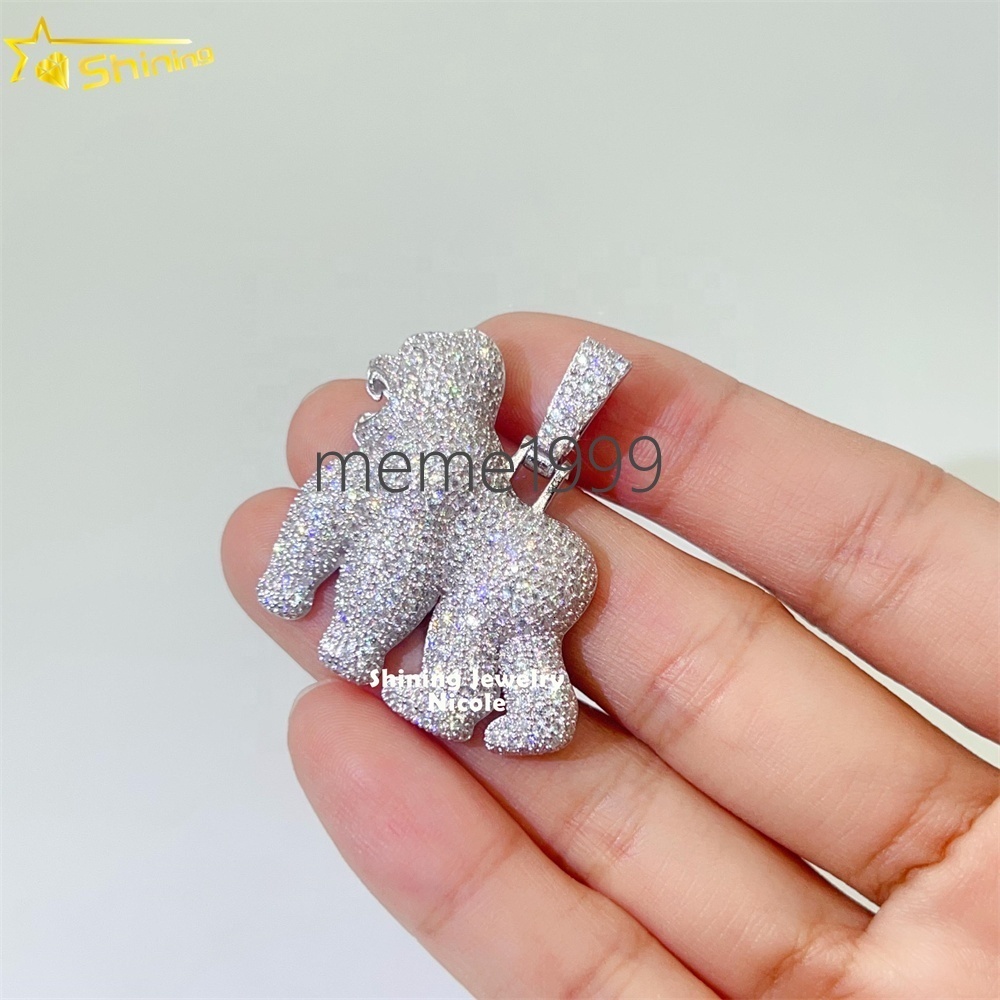 New Arrival Hip Hop Bling Charm Pass Diamond Tester 925 Silver Iced Out Moissanite Gorilla Pendant