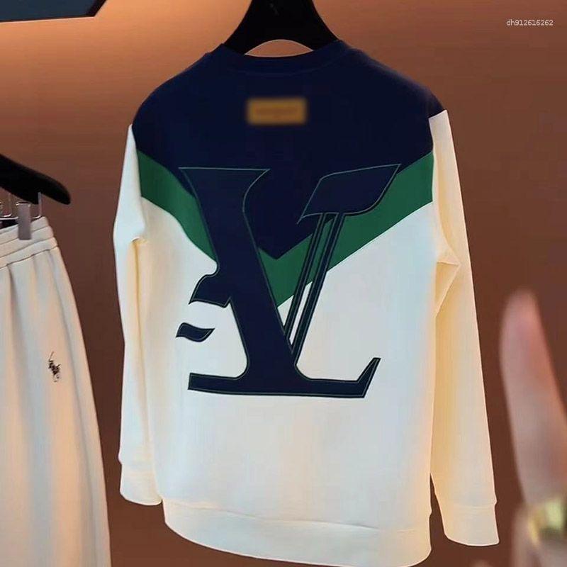 Men's Hoodies Autumn And Winter Round Neck Long Sleeve Sweater Fashion Brand Color Matching Casual All-match Korean Style Loose Top