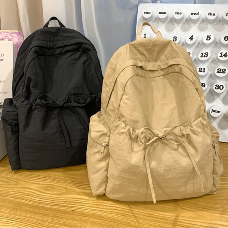 1pcs Womens backpack Drawstring Solid Color Backpacks Womens Soft Solid Color Simple Versatile Backpack250813