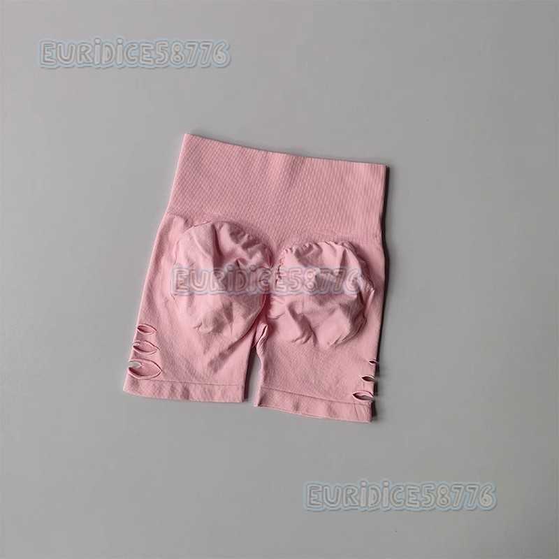 Seamless Butt-lifting Ripped Fitness Shorts for Women Running Training Quick-dry Three-quarter Tight Peach Butt Sports Shorts H250819