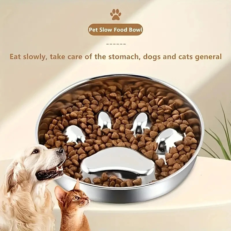 Premium Stainless Steel Pet Bowl Cervical Spine Protection for Dogs Cats Pet Choke and Choke Prevention Slow Food Bowl 250813
