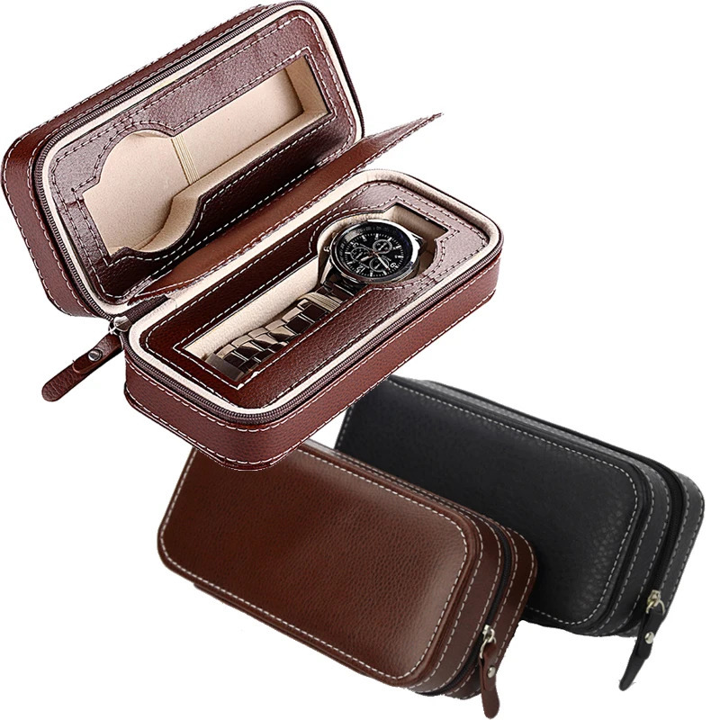 2/4/8 Slots PU Leather Watches Organizer Box Travel Storage Bag Pouch Double Layer Watch Band Organizer Holder Case gift box 250819