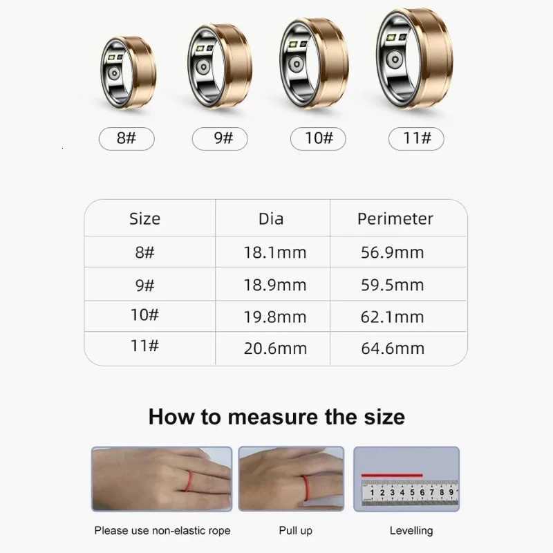 Visiovoy Fashion Smart Ring Heart Rate Body Temperature Sleep Monitor Men Women Rings Sport Tracker IP68 Waterproof For OS IOS W250819