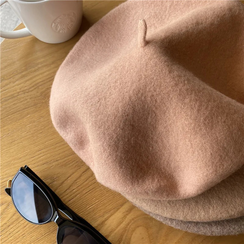 Beret with large head circumference small girl hat female autumn and winter versatile British retro artist hat 250819