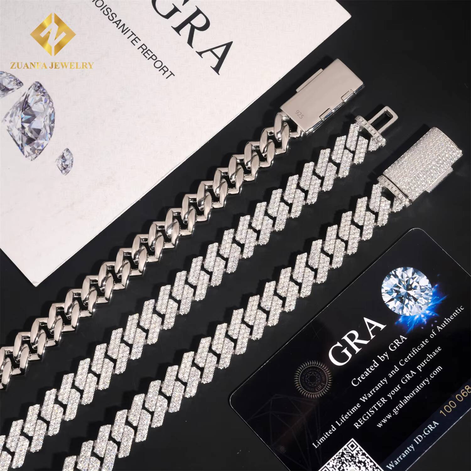 Custom Iced Out 13mm Hip Hop Men Jewelry Necklace Diamond Cuban Link Chain 925 Sterling Silver Moissanite Necklace Bracelet