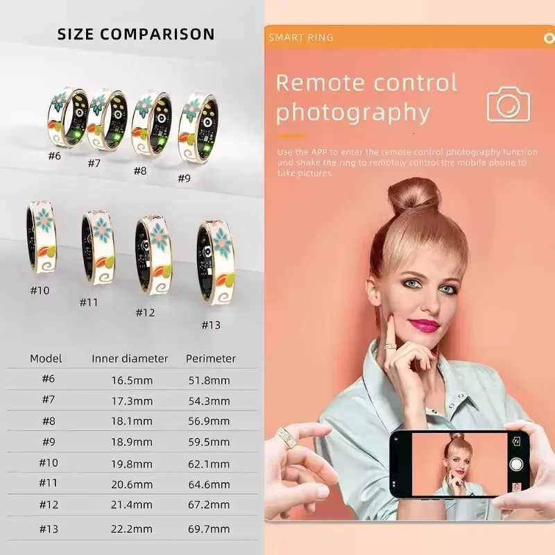 18 Smart Rings Color Enamel Fashion Women Smart Ring Female Stainless Steel Intelligent Finger Ring Lady IP68 Fitness Tracker W250819