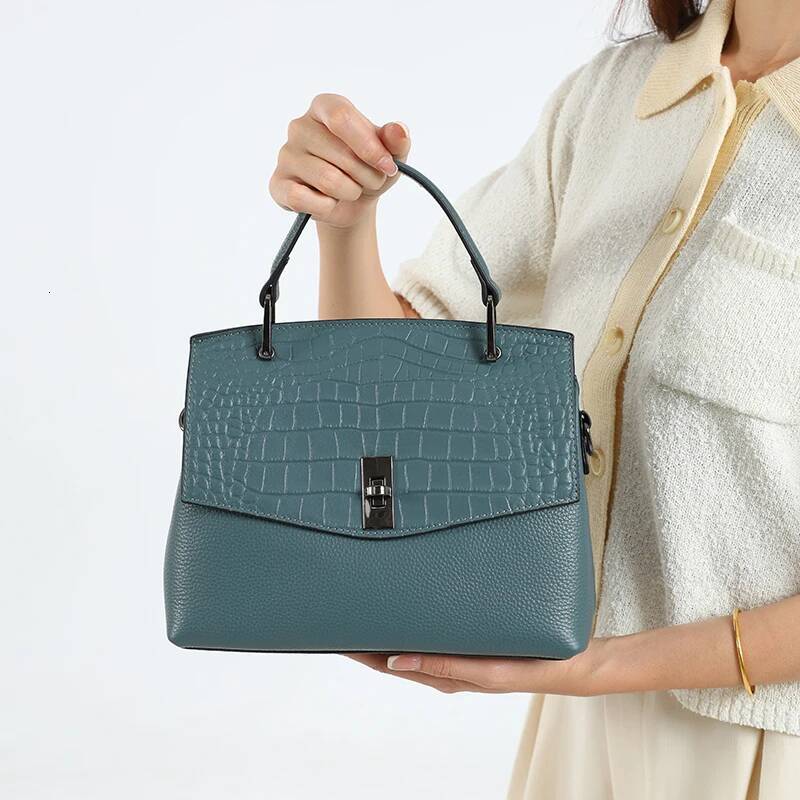 Women Natural Cow Genuine Leather Handbag Ladies Cowhide Vintage Tote Bag Female Crossbody Fashion Shoulder Satchel Bags