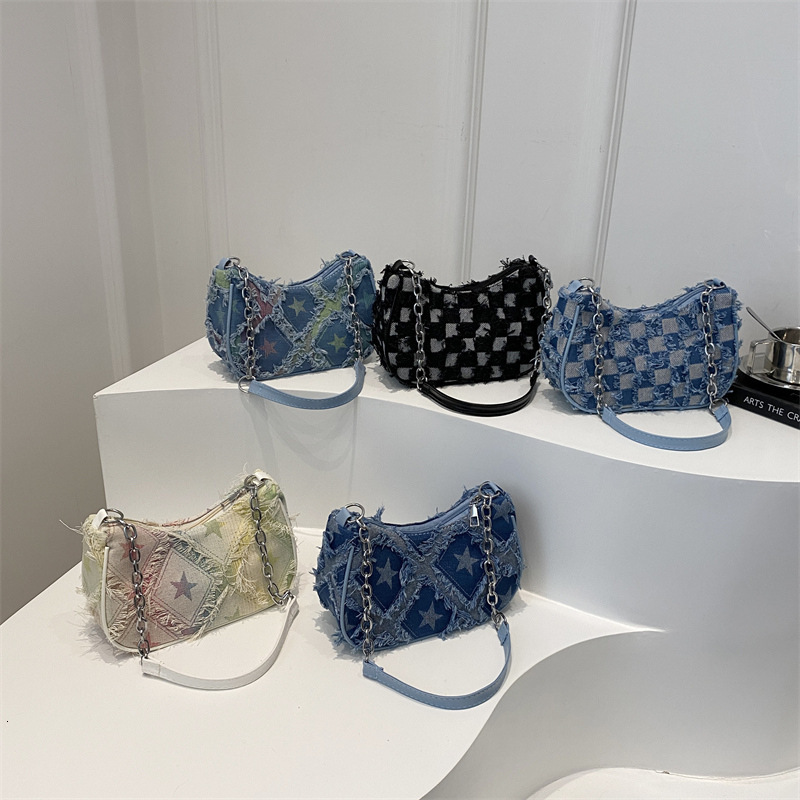 2025 Autumn Fashion Design Casual Personality Gradient Star shaped Cowboy Chain Shoulder Small Square Women's Bag Women's Crossbody Bag Desi