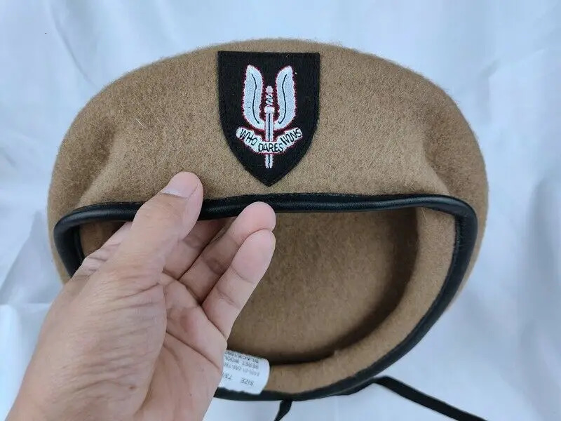 British Army Special Forces khaki Wool Beret Air Service SAS WHO DARES WINS Military Cap 250819