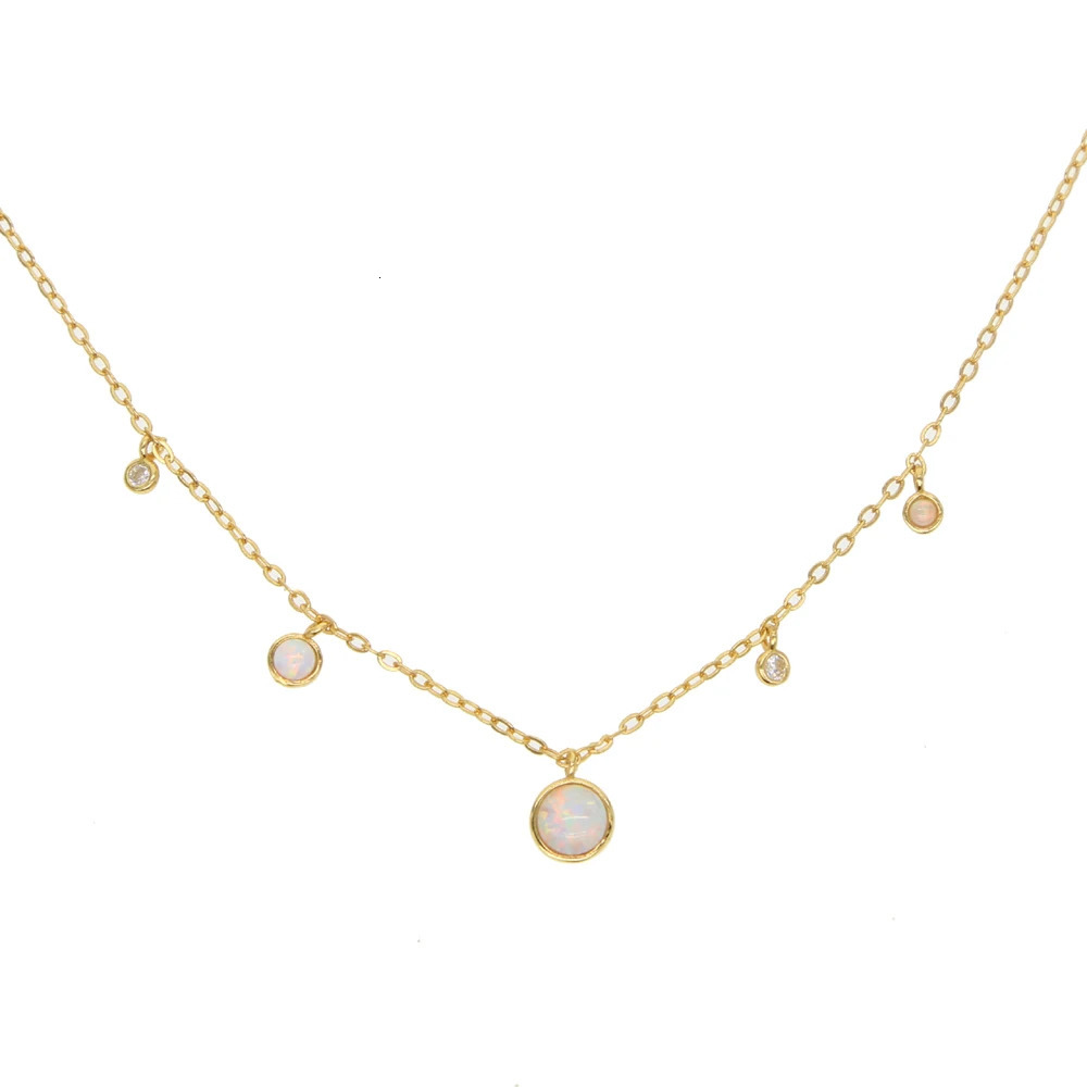 100% 925 sterling silver vermeil minimal round dots cz opal choker simple charm chocker necklace 250815