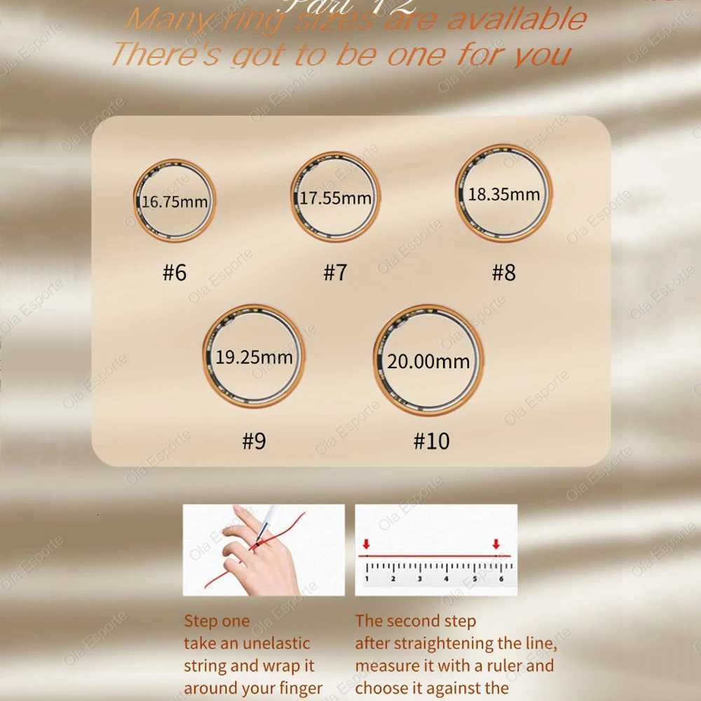 2025 New Women Gold Smart Ring Health HRV Monitor Heart Rate Sleep Monitor 10ATM Deep Waterproof Remote Control Smart Ring Gifts W250819