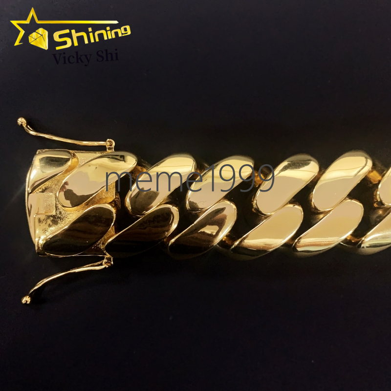 Fashion Jewelry Heavy Big Size 30MM Width Brass Plain Cuban Link Chain 18k Gold Plated Rapper Miami Cuban Chain Bracelet