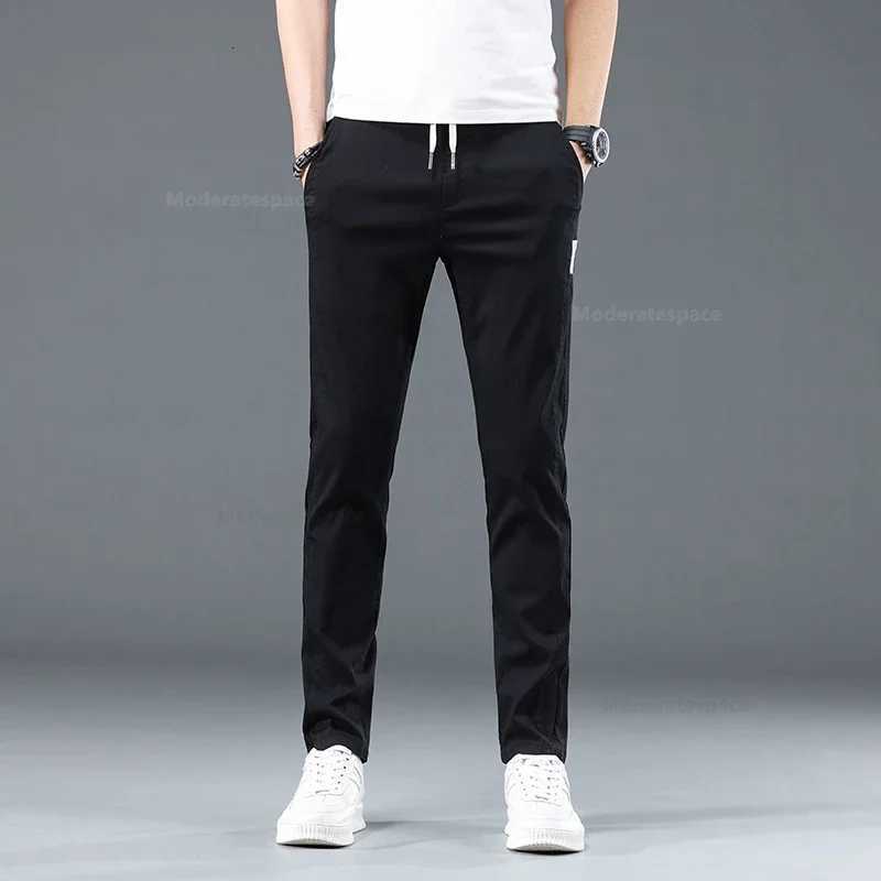 2024 Summer Thin Cotton Mens Casual Slim Pants Soft Comfortable Elastic Wrinkle Resistant Drawstring Classic Casual Pants for Men W250819
