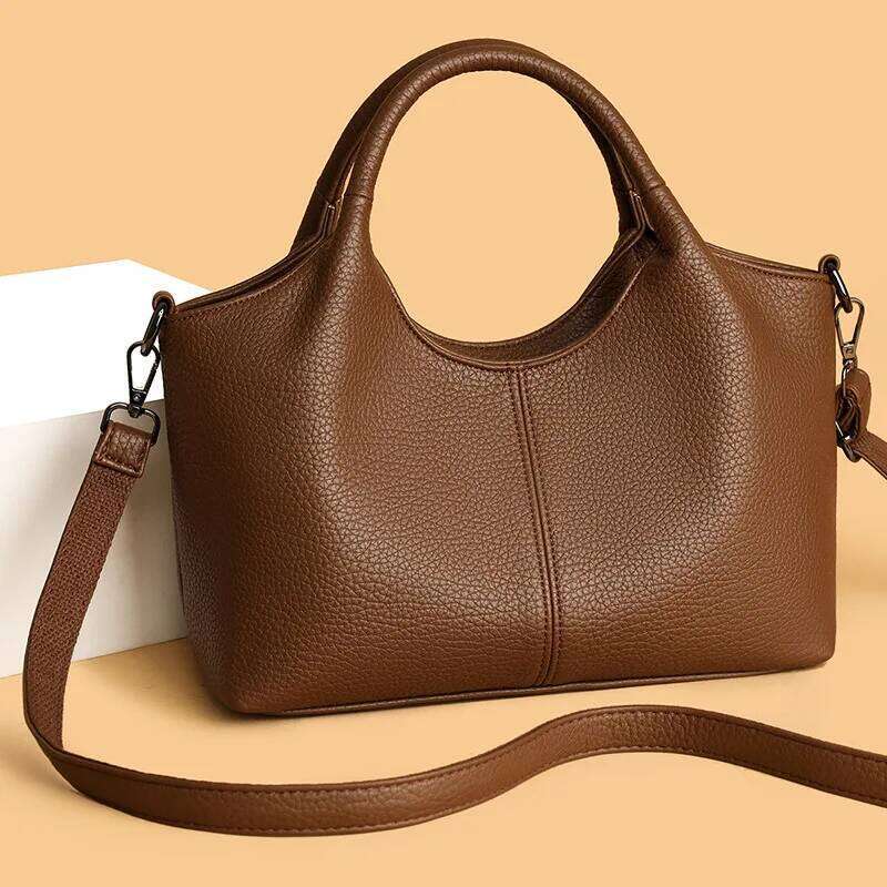 New Cowhide Pattern Tote Stylish Light Large Capacity Crossbody For Women Minimalist Elegant Shoulder Bag