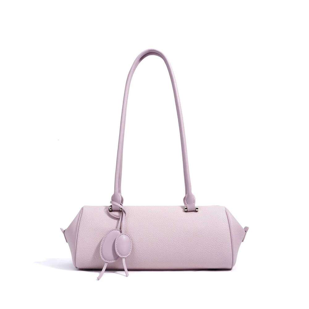 Light Genuine Leather Shoulder Bags For Women Classic Solid Color Lady Commuter Underarm Bag With Pendant