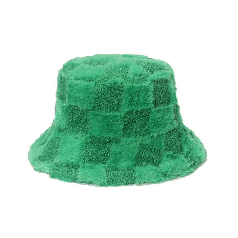 Checkerboard bucket hat autumn and winter mens and womens ear protection warm bucket hat sombrero 250819