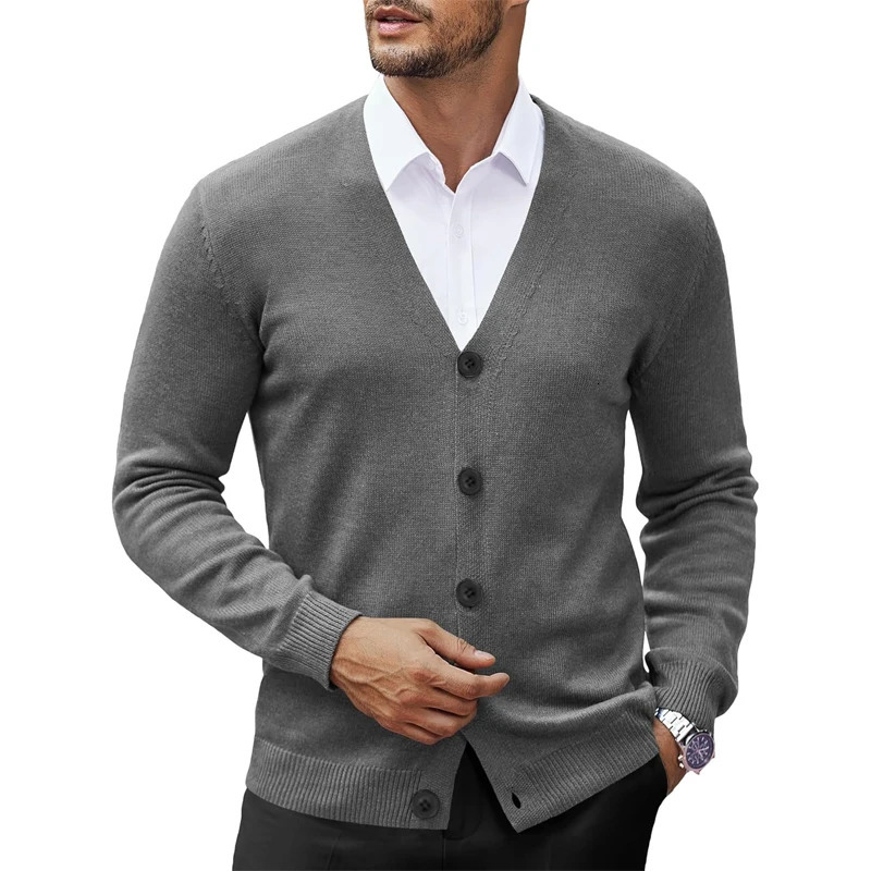 Mens V Neck Cardigan Sweatcoats Casual Lightweight Button Down Knitted Sweater Outdoor Streetwear w250819